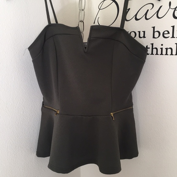 khaki peplum top